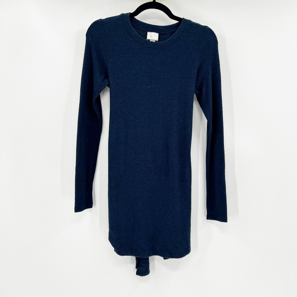 9-H15 Long Sleeve Knit Dress‎ Navy Blue Tie Back XS